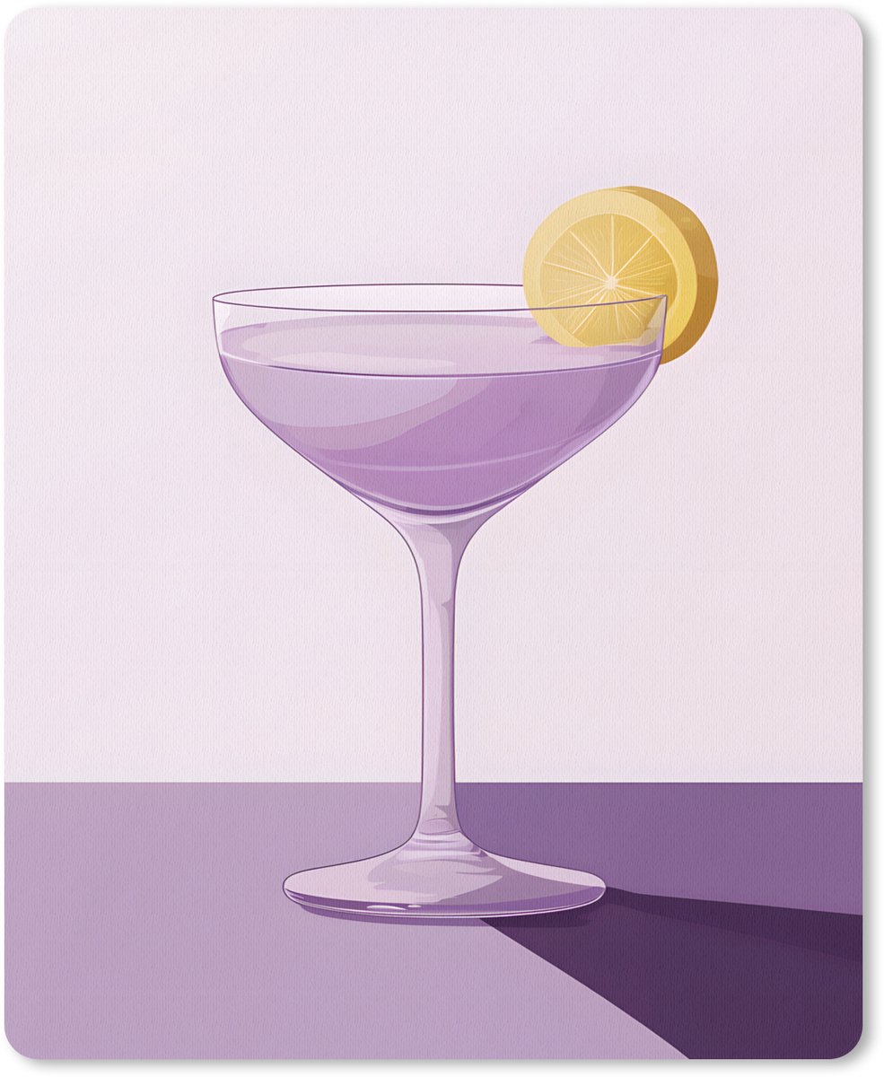 Muismat 19x23 cm - Mousepad Cocktail - Paars - Minimalistisch - Citroen - Muismatten