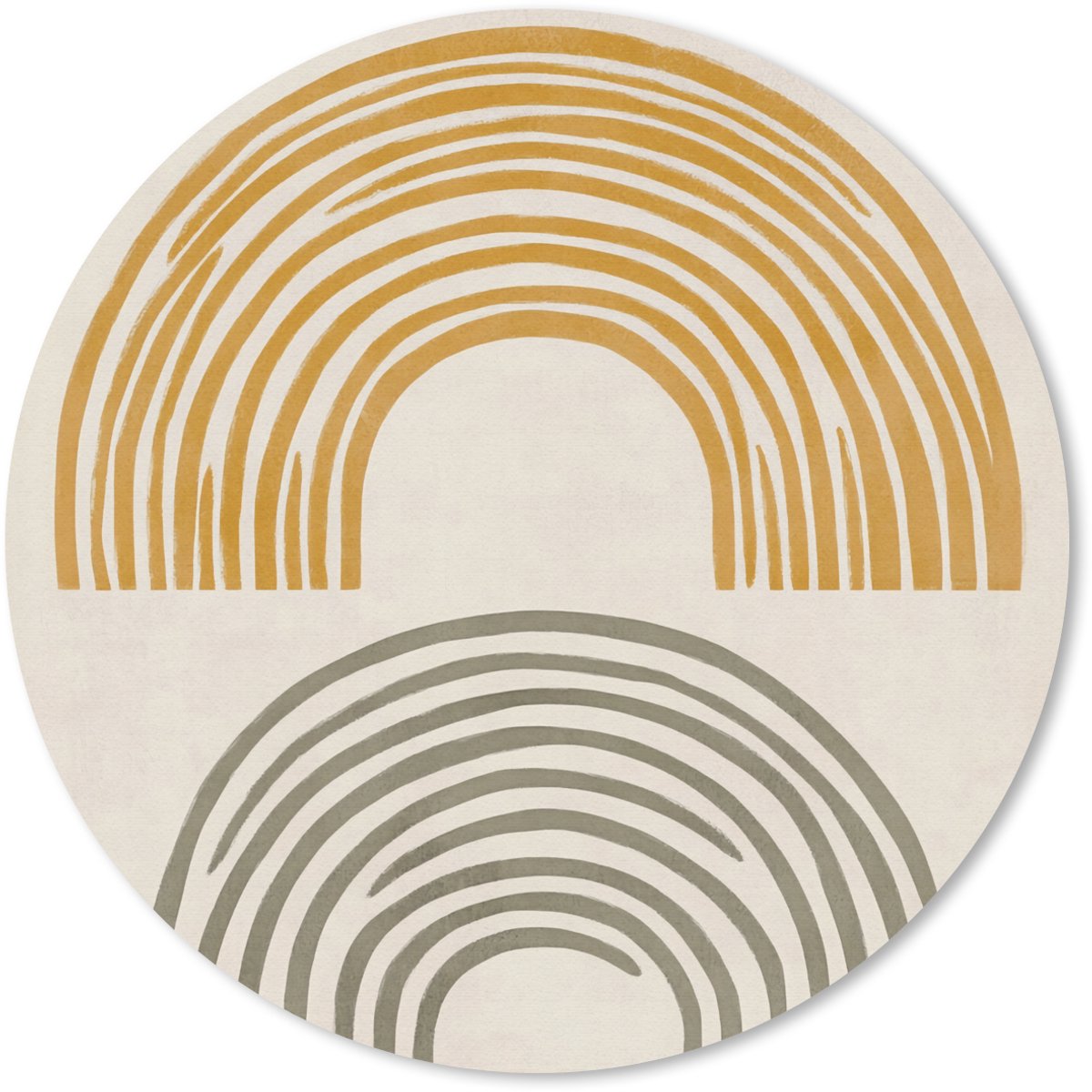 Muismat rond 20x20 cm - Mousepad Bogen - Lijnen - Oranje - Minimalistisch - Ronde muismatten