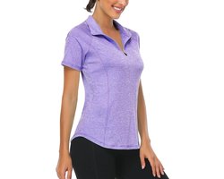 Poloshirts dames | Golf tops korte mouw | Vochtafvoerend | Sport t-shirt | Paars S-2XL | Dameskleding Fitness - Akiooue Plus
