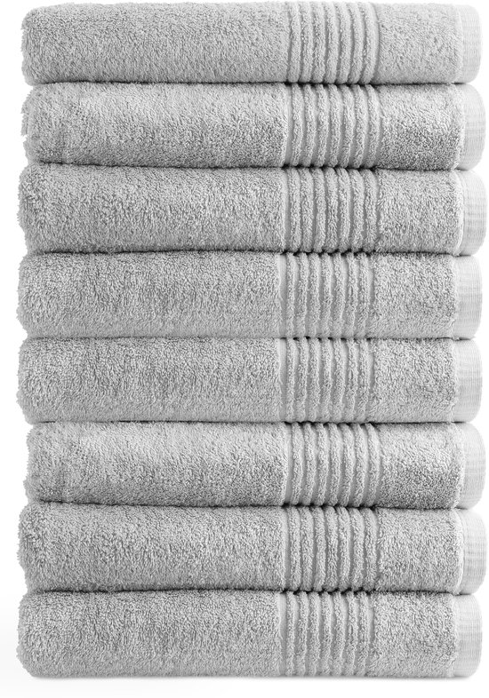 OUTLET BADTEXTIEL - set van 8 - badlaken 70x140 cm - zandgrijs