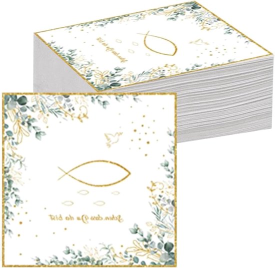40 stuks servetten voor verjaardag, groene eucalyptus-servetten, verjaardagsdecoratie, Happy Birthday-napkins tafeldecoratie voor vormsel, babyshower, doop, vintage wegwerp napkins tafeldecoraties (33