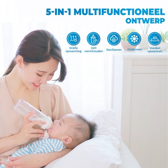 Flessenwarmer - Baby melk opwarmer - Fleswarmer - Warmhouden, ontdooien en steriliseren - Snel warm - Geschikt voor alle babyflessen - Wit van Merkloos — afbeelding 5