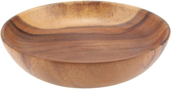 Bill.F slakom van hout, slakomset van acaciahout, grote slamengkom met servers, 3-delige grote slakomset, D30 x 10 cm