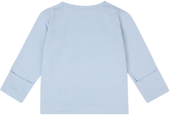 Lichtblauwe longsleeve shirt van Noppies, met gevouwen boorden aan de mouwen.