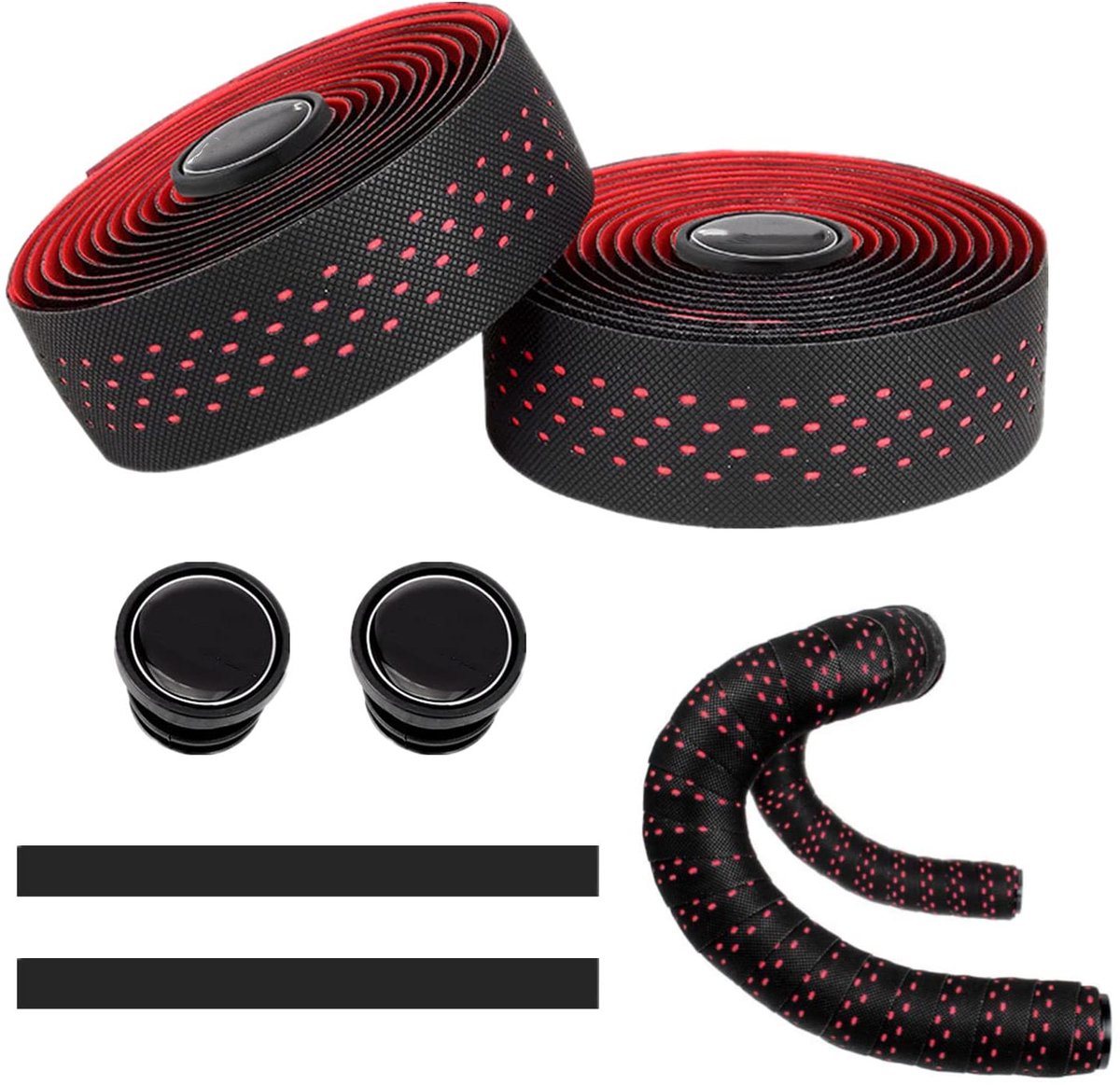 Allecto Plus - Fietsstuurband Set 2 Wielen Eva-stuurbanden voor Racefiets - Antislip Schokbestendig - Rood