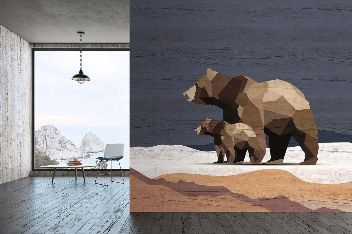 Fotobehang yukon3 DD122900 Livingwalls Walls by Patel 3 Blauw Bruin Vlies 270 x 400 cm (4 delen) 3D Fotobehang