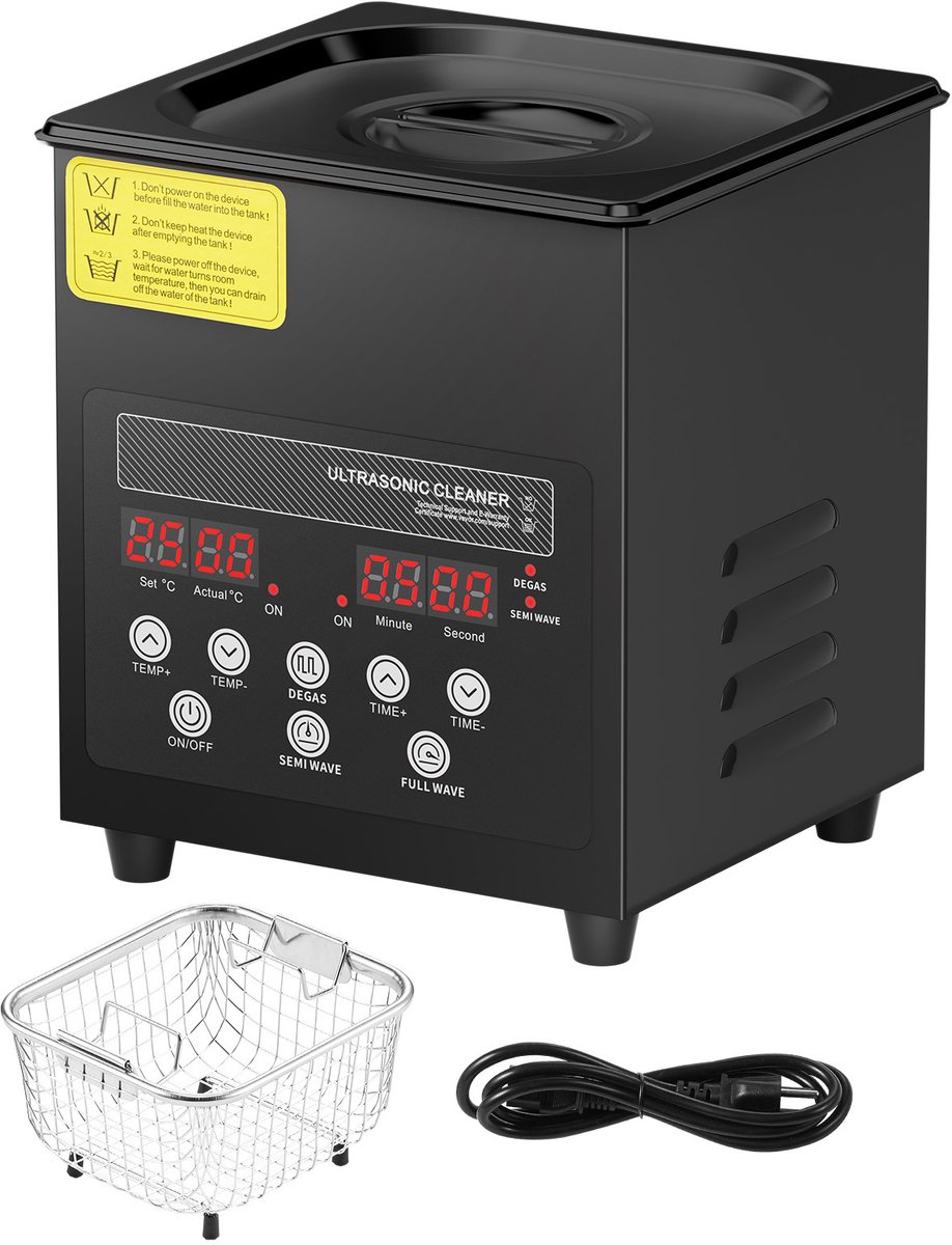 SnelShoppen - VEVOR Ultrasone Reiniger 2 Liter - Digitale Ultrasone Reinigingsmachine 60W 40kHz met Zachte Modus en Verbeterde Degasage - Verwarming v