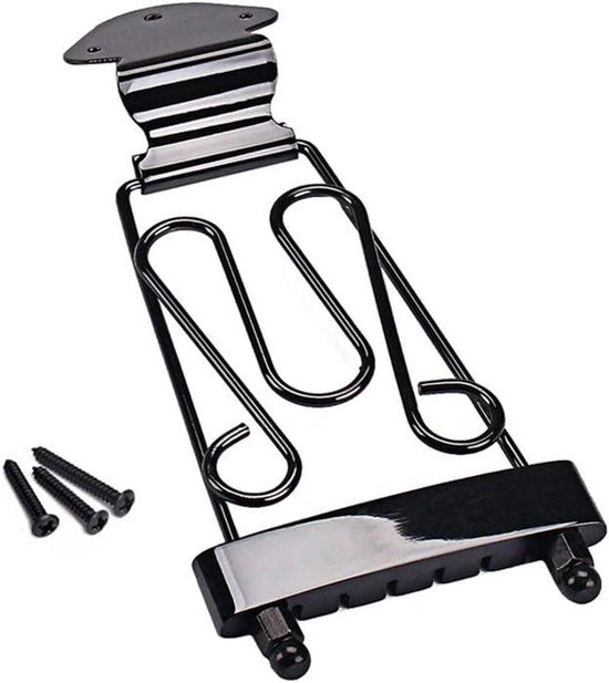 Elektrische Gitaar Onderdelen 1 Set Jazz Guitar Bridge Trapeze Tailpiece Voor Hollow Body Archtop Gitaar Hardtail Zadelbrug (Color : Silver