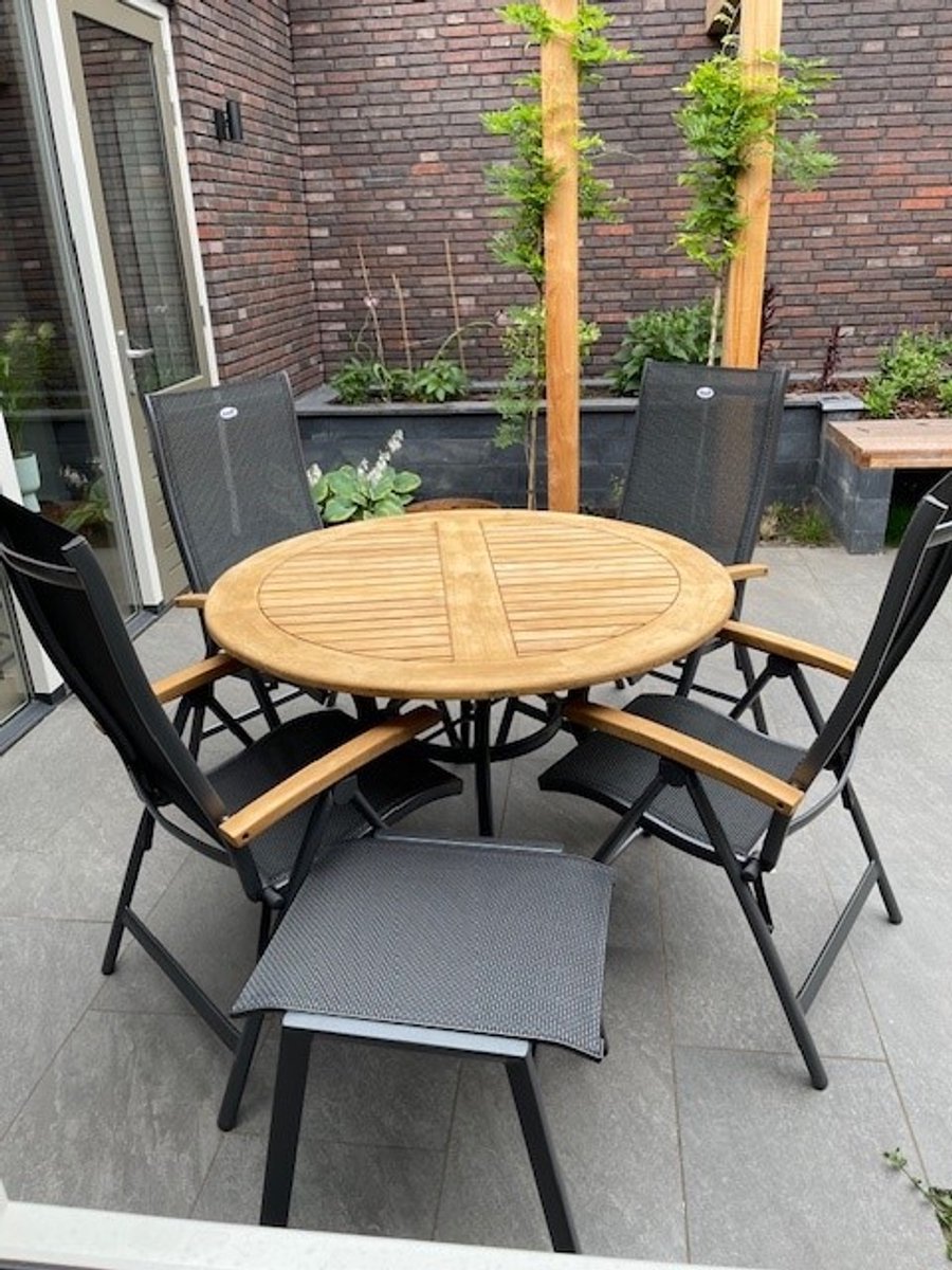 Hartman Napoli/South Wales ronde verstelbare aluminium tuinset Ø120 cm. - Teak – foto 5