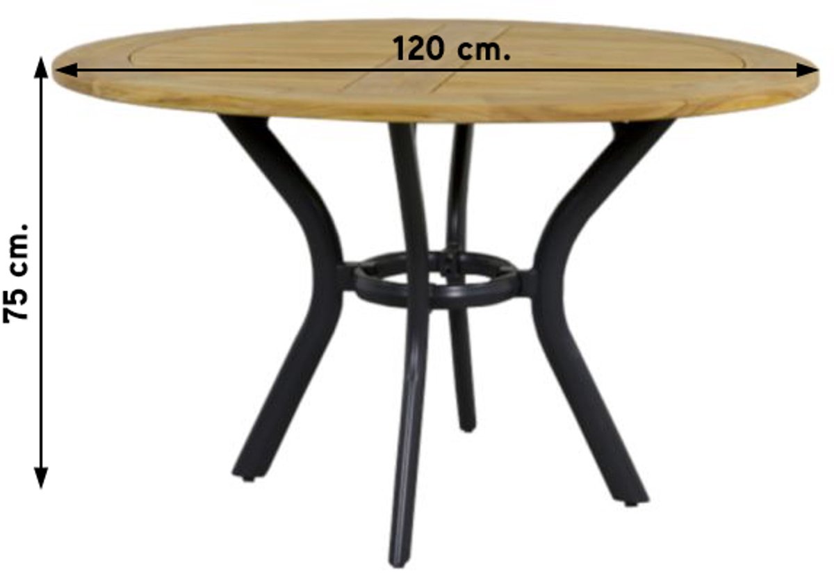 Hartman Napoli/South Wales ronde verstelbare aluminium tuinset Ø120 cm. - Teak – foto 4