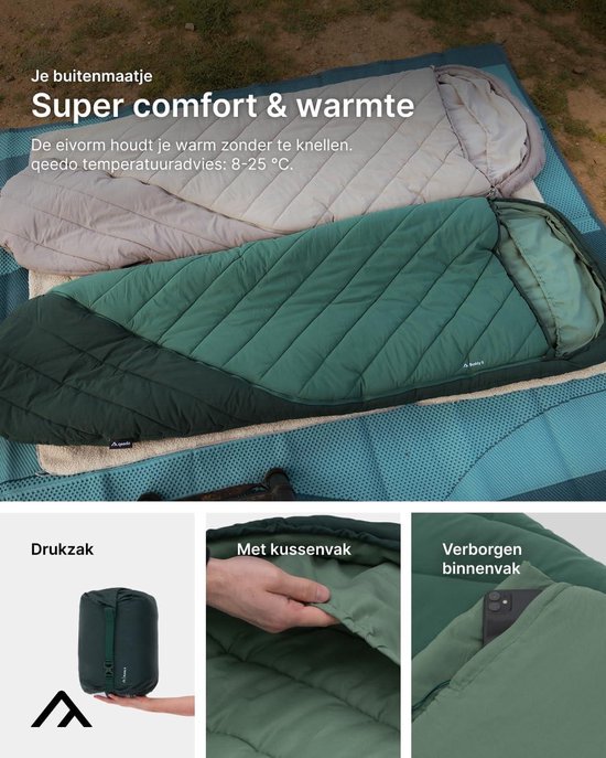 Outdoor Zomer Slaapzak Buddy 8 - 3 Seizoenen, Compact & Licht, Geschikt voor Volwassenen & Jongeren (tot 200 cm) - Ideaal voor Temperaturen tussen 8-25 °C van OutDoor — afbeelding 5