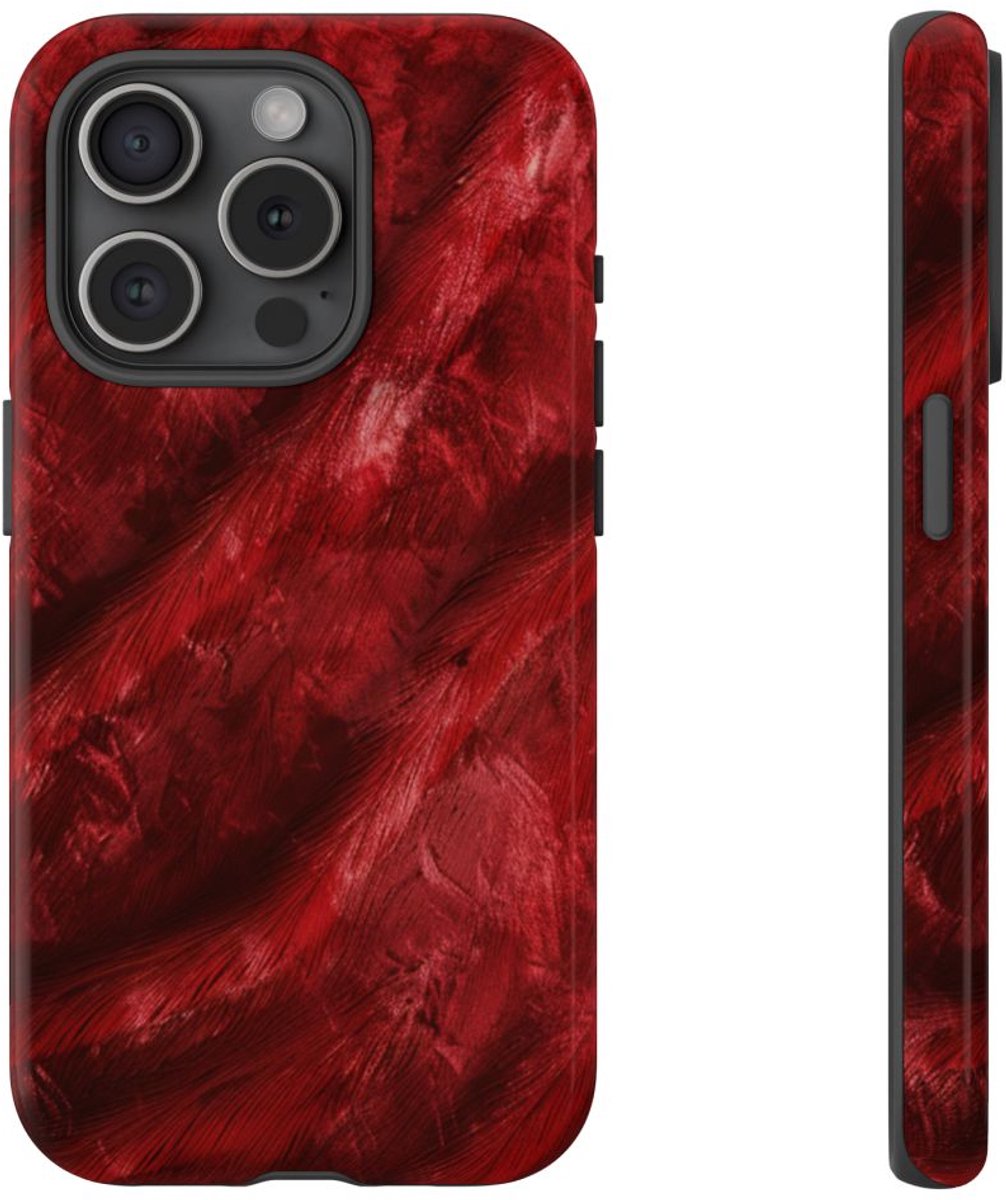 Rode Fluwelen Textuur – Telefoonhoesje Geschikt voor iPhone 15 Pro