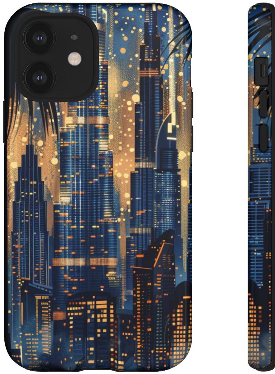 Stadssilhouet bij Nacht met Palmen – Telefoonhoesje Geschikt voor iPhone 12