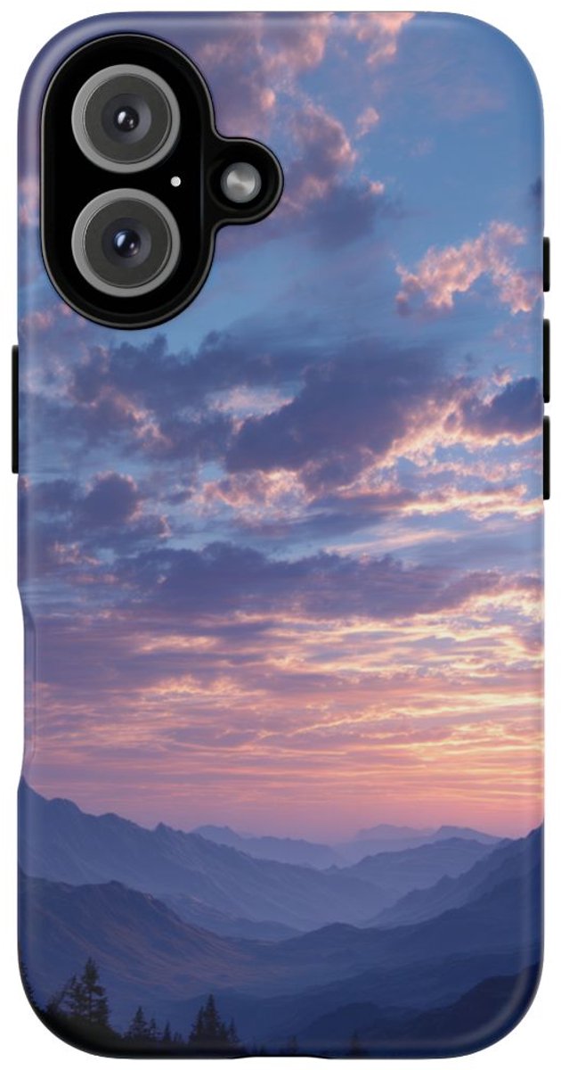 Berglandschap bij Zonsopkomst – Telefoonhoesje Geschikt voor iPhone 16