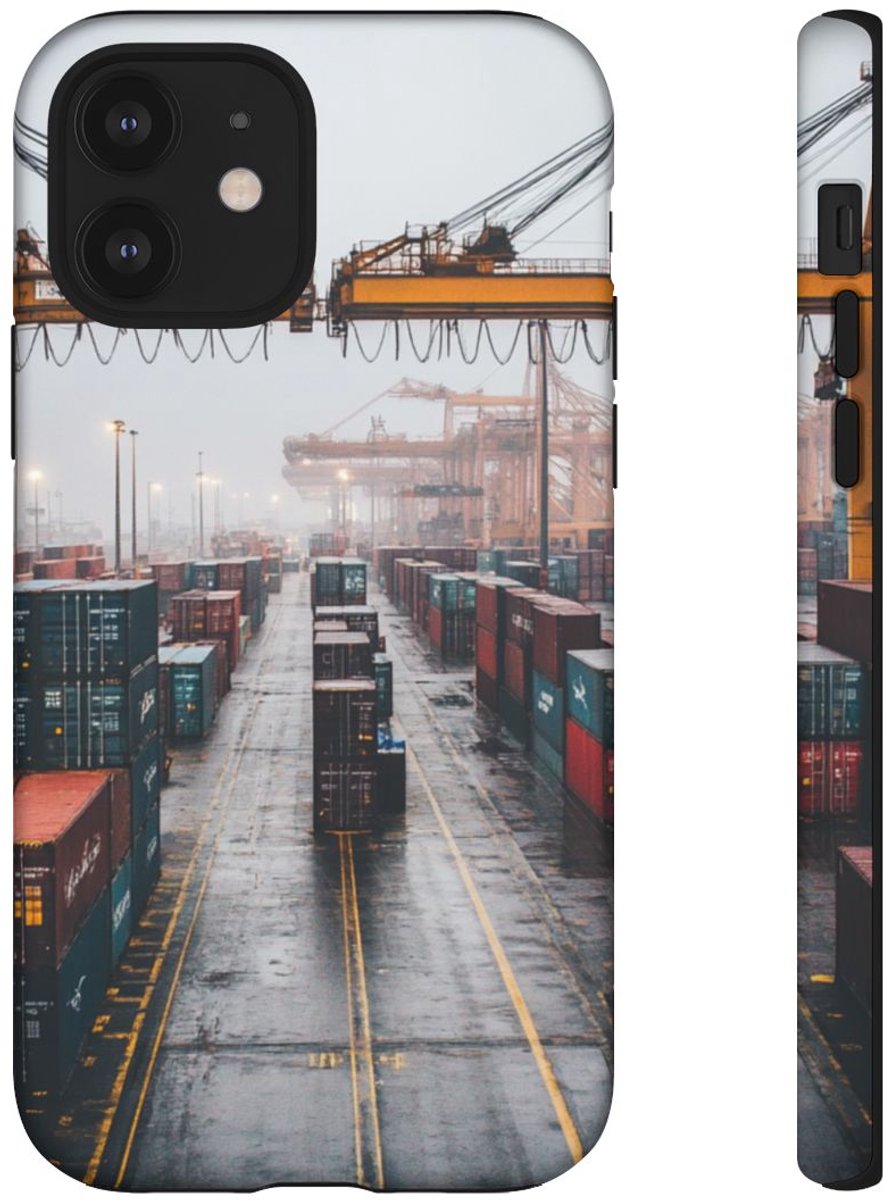 Vrachtcontainers en Krane aan de Haven – Telefoonhoesje Geschikt voor iPhone 12