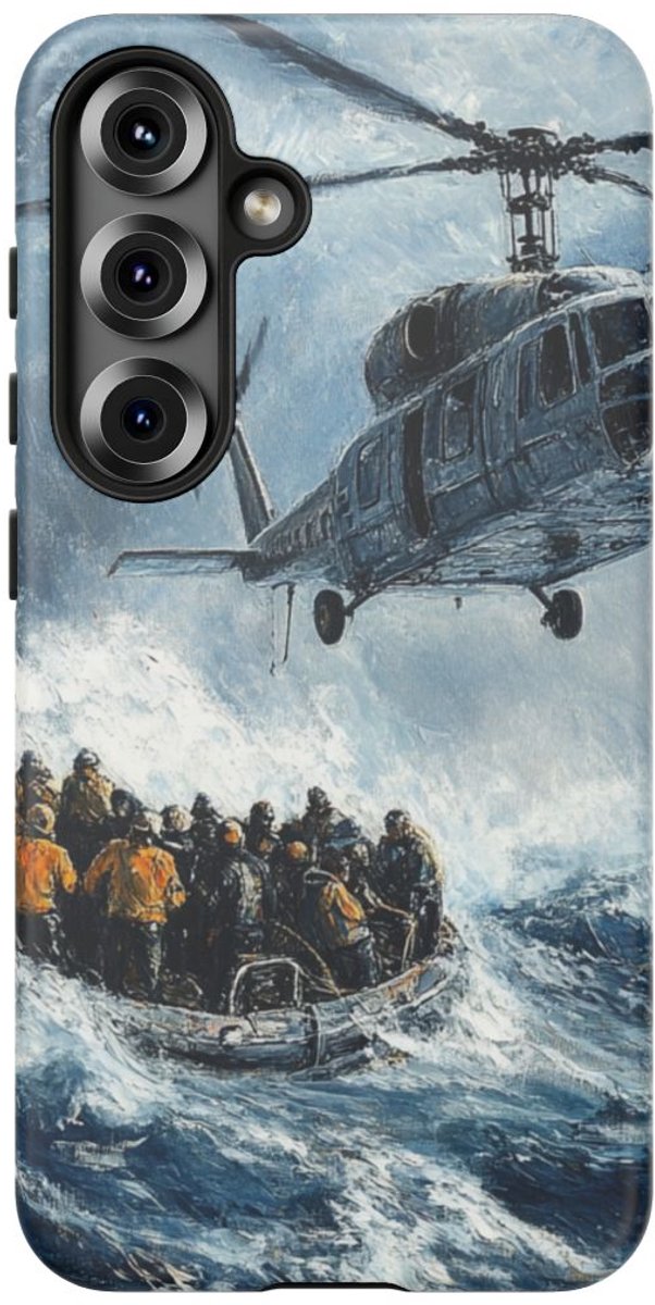 Helikopterredding op Zee Olieverfschilderij – Telefoonhoesje Geschikt voor Galaxy S25