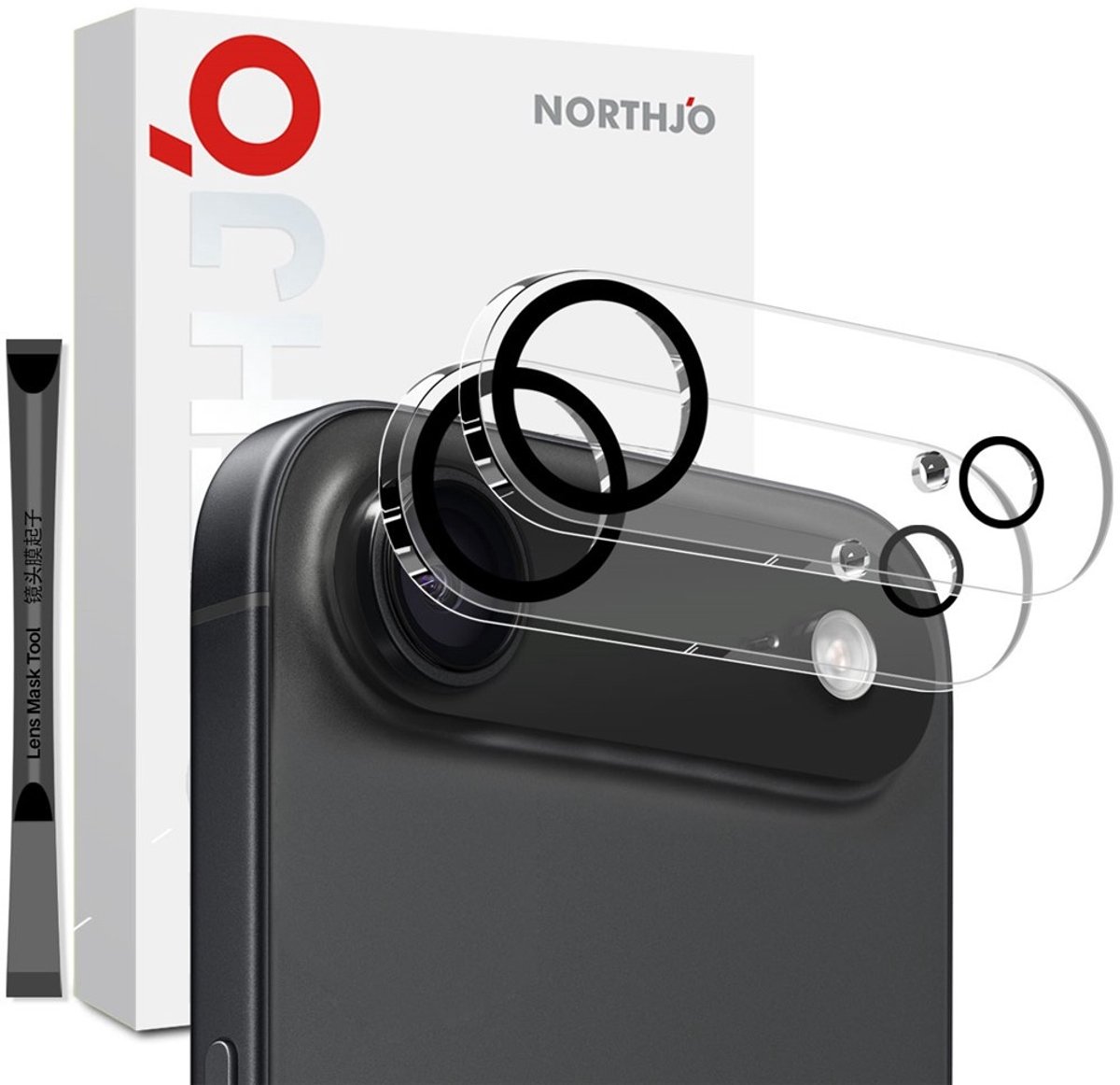 NORTHJO Camera Lens Protector - Geschikt voor iPhone Air Camera Lens Protector - NORTHJO 9H Tempered Glass Duo-Pack - Transparant