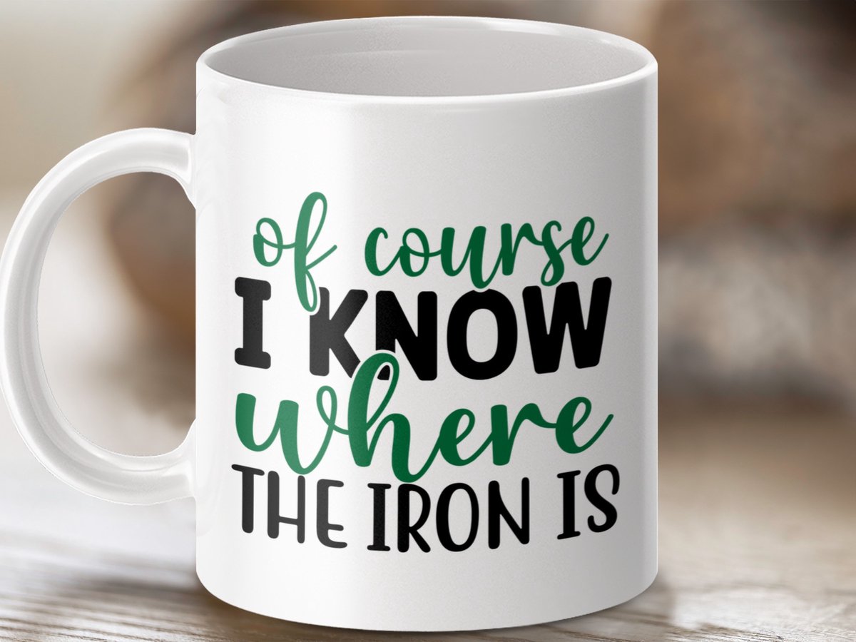 golf mok, golf cadeau, funny golf gift, golf quote, golfer cadeau, golf liefhebber, iron is, course i know, humor mok, drinkware, golf phrase, sport cadeau, thee mok