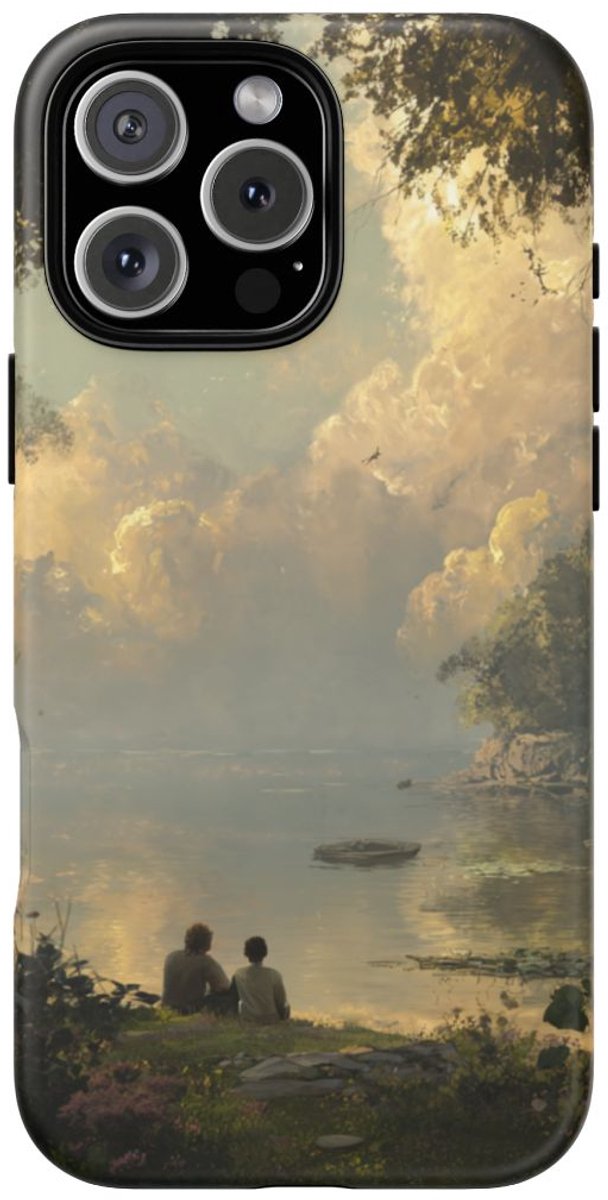 Vredig Meerlandschap met Vriendschap – Telefoonhoesje Geschikt voor iPhone 16 Pro Max