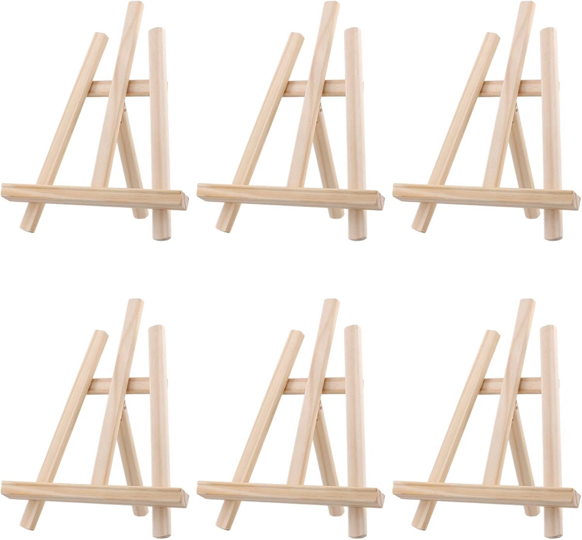 MUKLEI 6 stuks houten display ezels, 21 x 28 cm houten tafelblad ezel, mini grenen houten ezel ezel stand statieven opvouwbare schildersezel voor iPad, kunst ambachten, weergave frames
