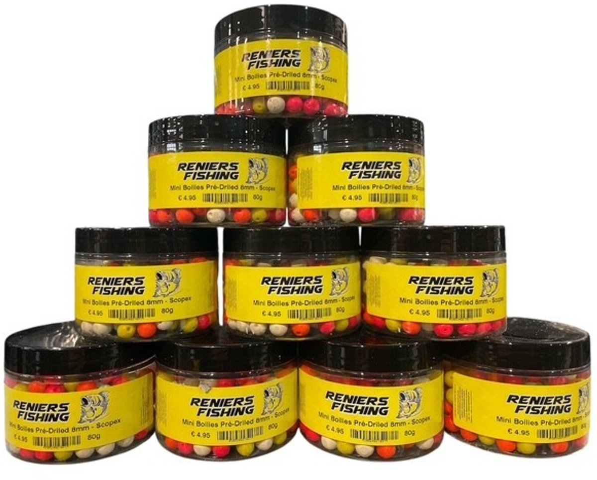 Reniers Fishing Flavoured Pre-Drilled Mini Boilies 8mm (80gr) - Smaak : Banaan