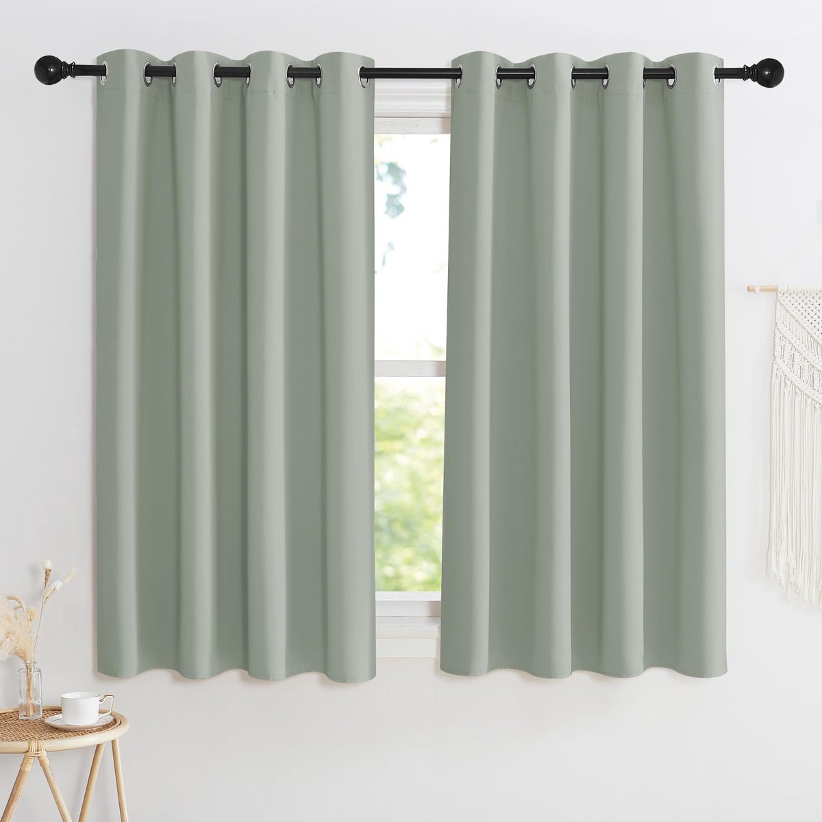 Ibenzoa Verduisteringsgordijn Saliegroen - Set van 2 (145x140cm)
