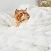 Fluffy Fleece Deken, Gezellige Zachte Plaid voor Bank, Bed of Sofa, 150 x 200 cm, Wit