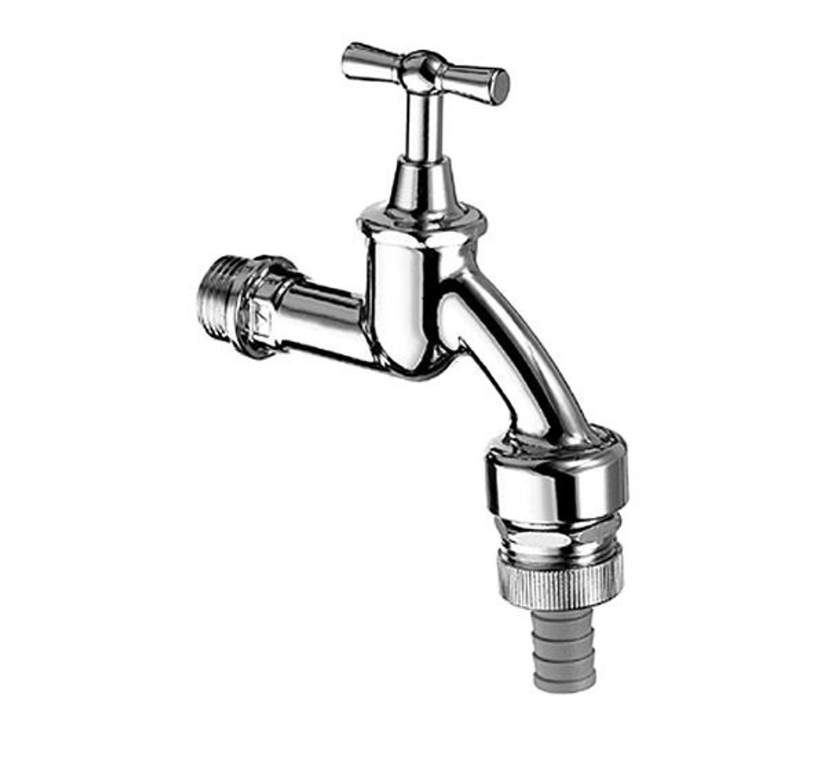 Kraanventiel 1/2" chroom met BSZ-kop met vleugelknop
