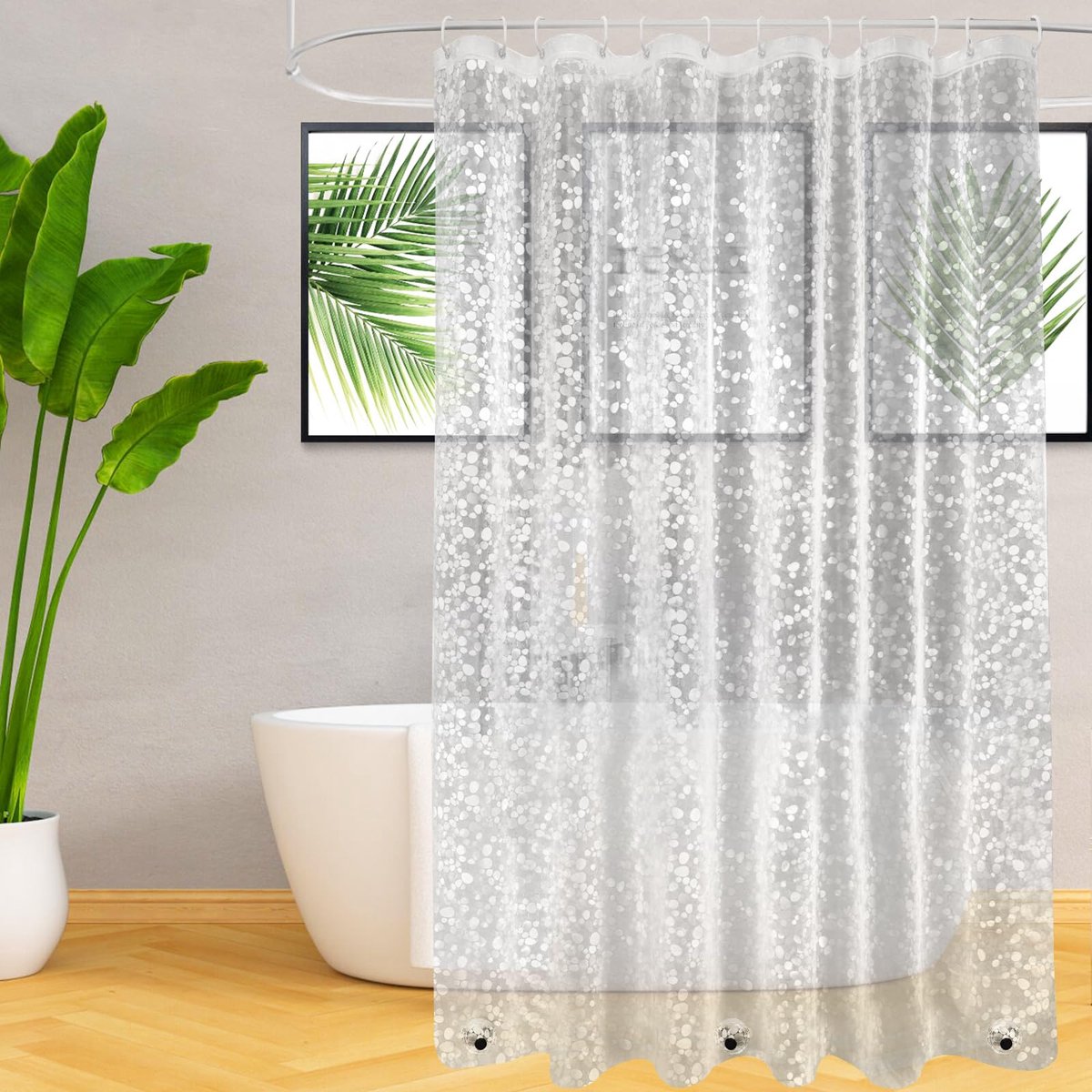 Ibenzoa® Transparant Douchegordijn 180x200cm - Schimmelwerend & Waterdicht met 12 Ringen