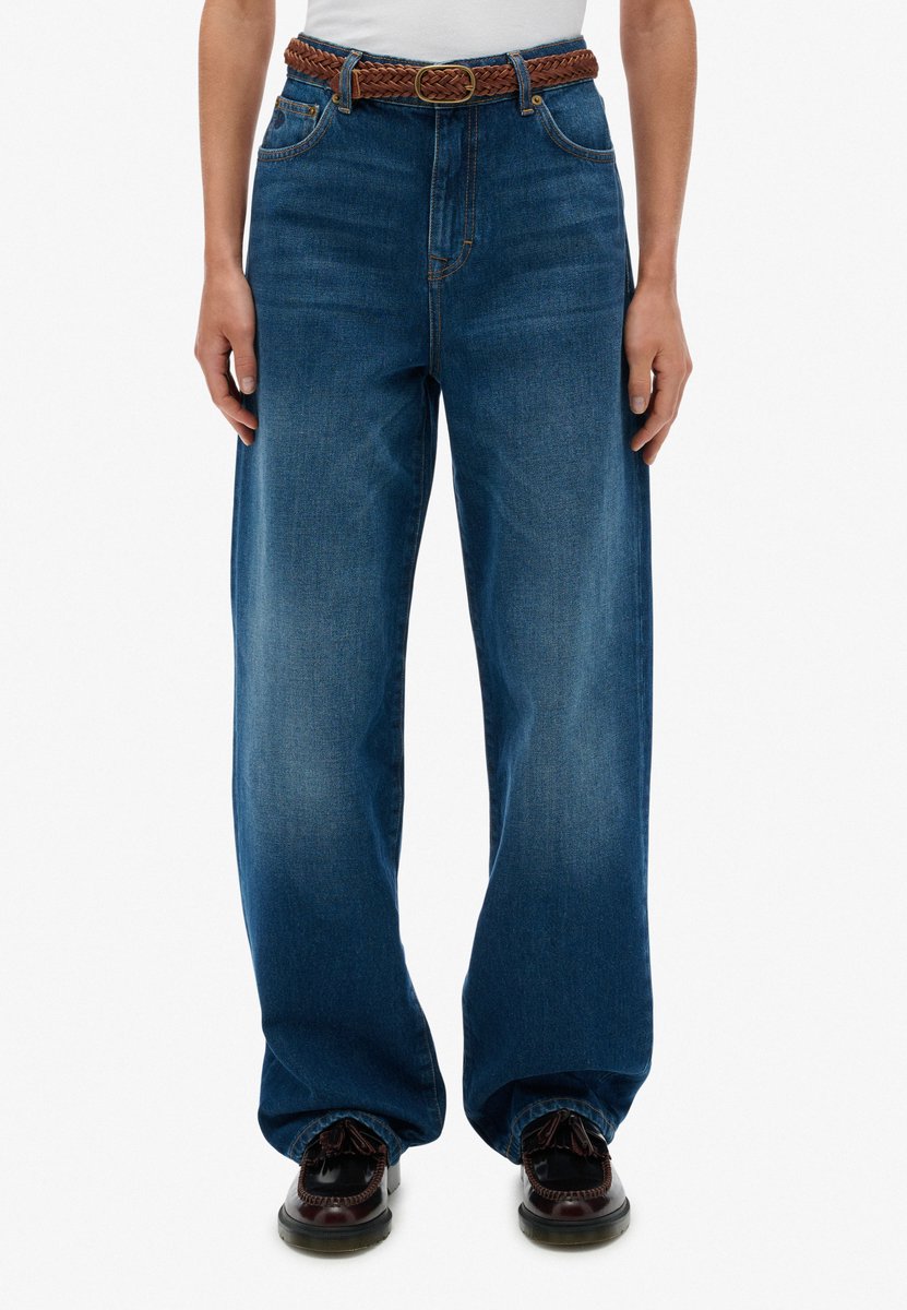 Superdry Jeans van biologisch katoen met hoge taille en wijde pijpen Dames Jeans Denim