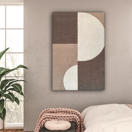 Tableau sur toile 80x120 cm - Décoration murale exclusive Grille - Demi-cercles - Contraste - Décoration murale salon - Décoration chambre - Accessoires chambre - Peintures sur toile