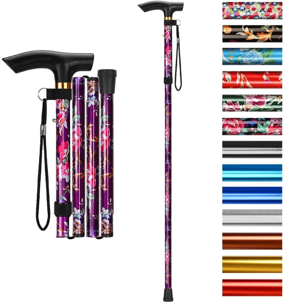 DailySupplies® Wandelstok Opvouwbaar - Wandelstokken Dames en Heren - Roze