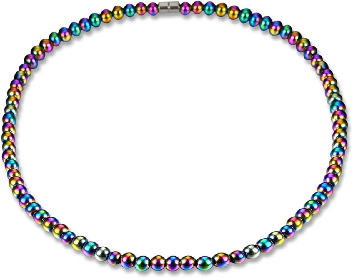 Allecto Premium - Magnetische hematietketting voor dames en heren - Gezondheidszorg magnetische therapie - Hematiet kralen halsketting - Sieraden cadeau