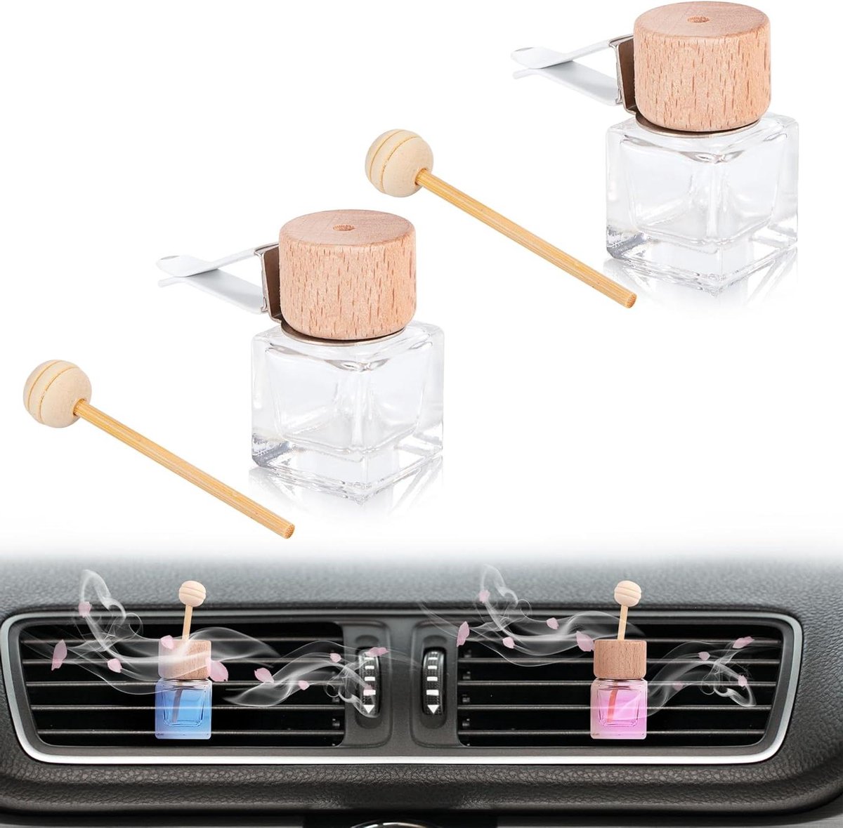 Allecto Premium - Auto Parfum Flessen Vierkant voor een Frisse Autogeur Onderweg - Auto-Accessoires.