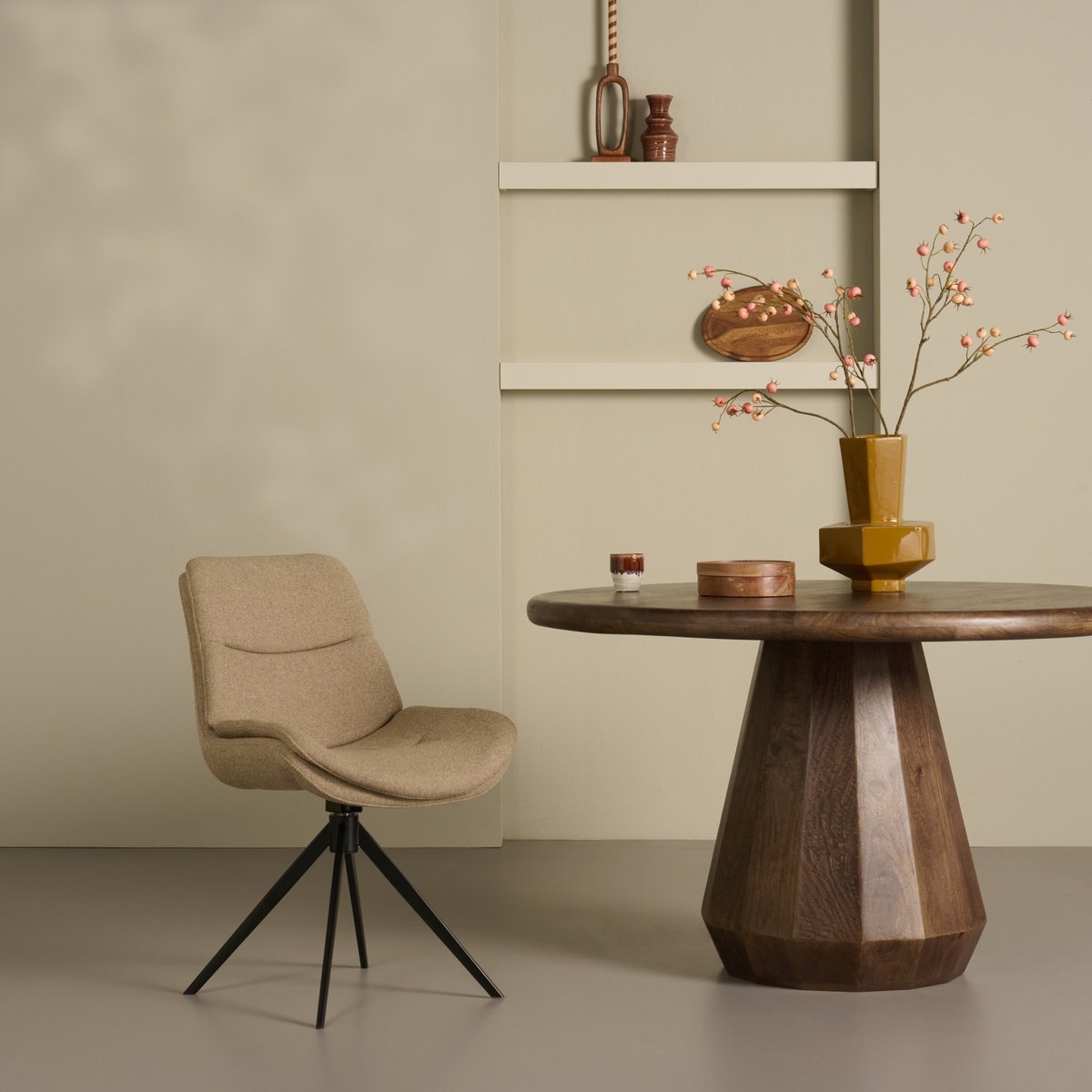 Woonexpress Eetkamerstoel Notion - Textiel / Metaal - Beige - 55 x 86 x 62 cm (BxHxD)