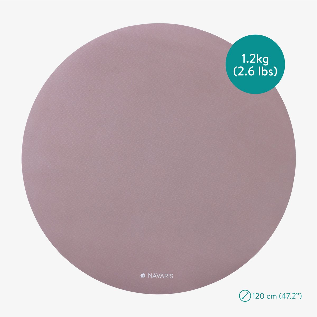 Navaris ronde yoga mat XXL - 120 cm yogamat rond - Matje voor yoga pilates of fitness training - 6 mm dik - Antslip yogamatten - 360 graden workout