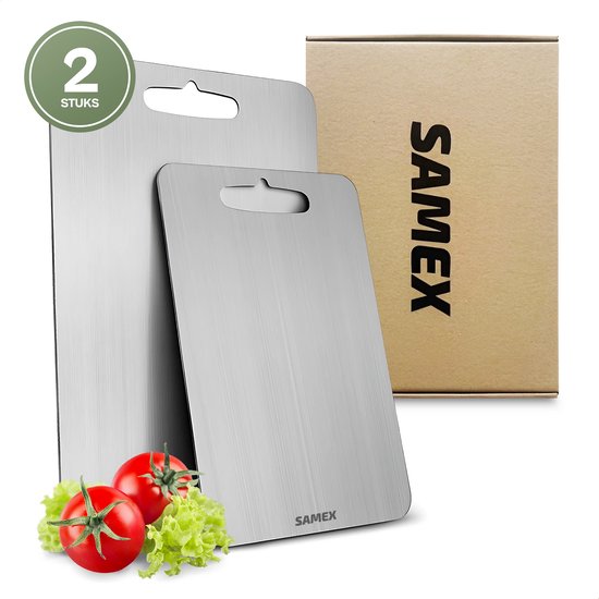 Ensemble de planches à découper Samex® en titane - 2 Planches à découper - Lavable au lave-vaisselle - Antibacterieel- 36 x 25 cm + 20 x 29 cm