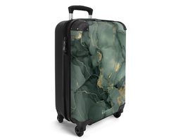NoBoringSuitcases.com® - Handbagage koffer lichtgewicht - Reiskoffer trolley - Groene gouden marmer - Reis rolkoffer met wieltjes - Carry on reistrolley op wielen - Luggage suitcase - 55x40x20 en 55x35x25 - Bagage 55 cm