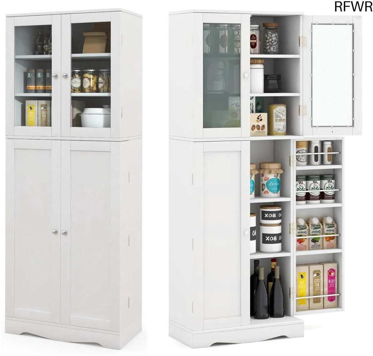 RFWR® Keukendressoir met deur en opslagruimte voor woonkamer, keuken en eetkamer - 60 x 31,5 x 161,5 cm