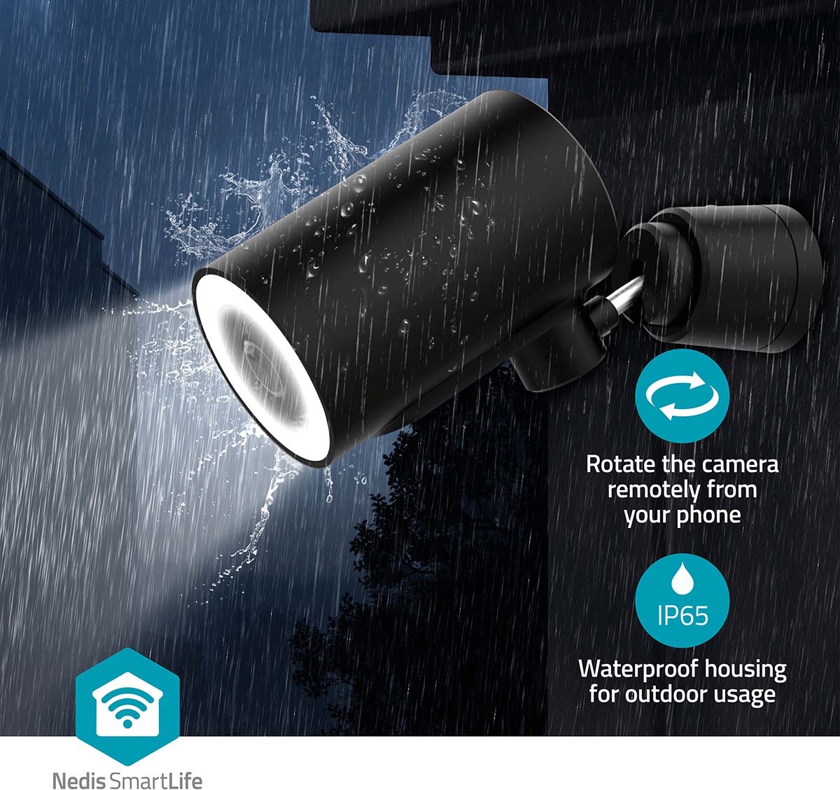 Nedis SmartLife Beveiligingscamera Buiten – 8MP – 4K – IP65 – Floodlight – Nachtzicht – Pan & Tilt – WiFi Camera – foto 4