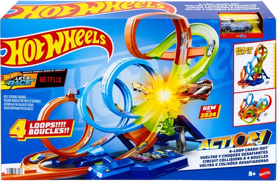 Hot Wheels 4-Loopings Crash Baanset - Racebaan