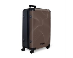 NoBoringSuitcases.com NoBoringSuitcases.com® - Koffer groot - Reiskoffer lichtgewicht - Bruin met abstracte golvende lijnen - Rolkoffer met 4 wielen - 98 liter bagage