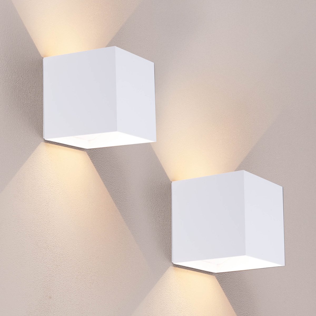 Ledvion - 2x USB Oplaadbare Wandlamp met Sensor – 4400 mAh – Wit – Draadloos – IP44 – Binnen & Buiten – Warm Wit Licht