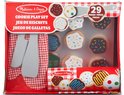 Doos van het "Cookie Play Set" van Melissa & Doug met houten koekjes met toppings, bakplaat, ovenwant en spatels.
