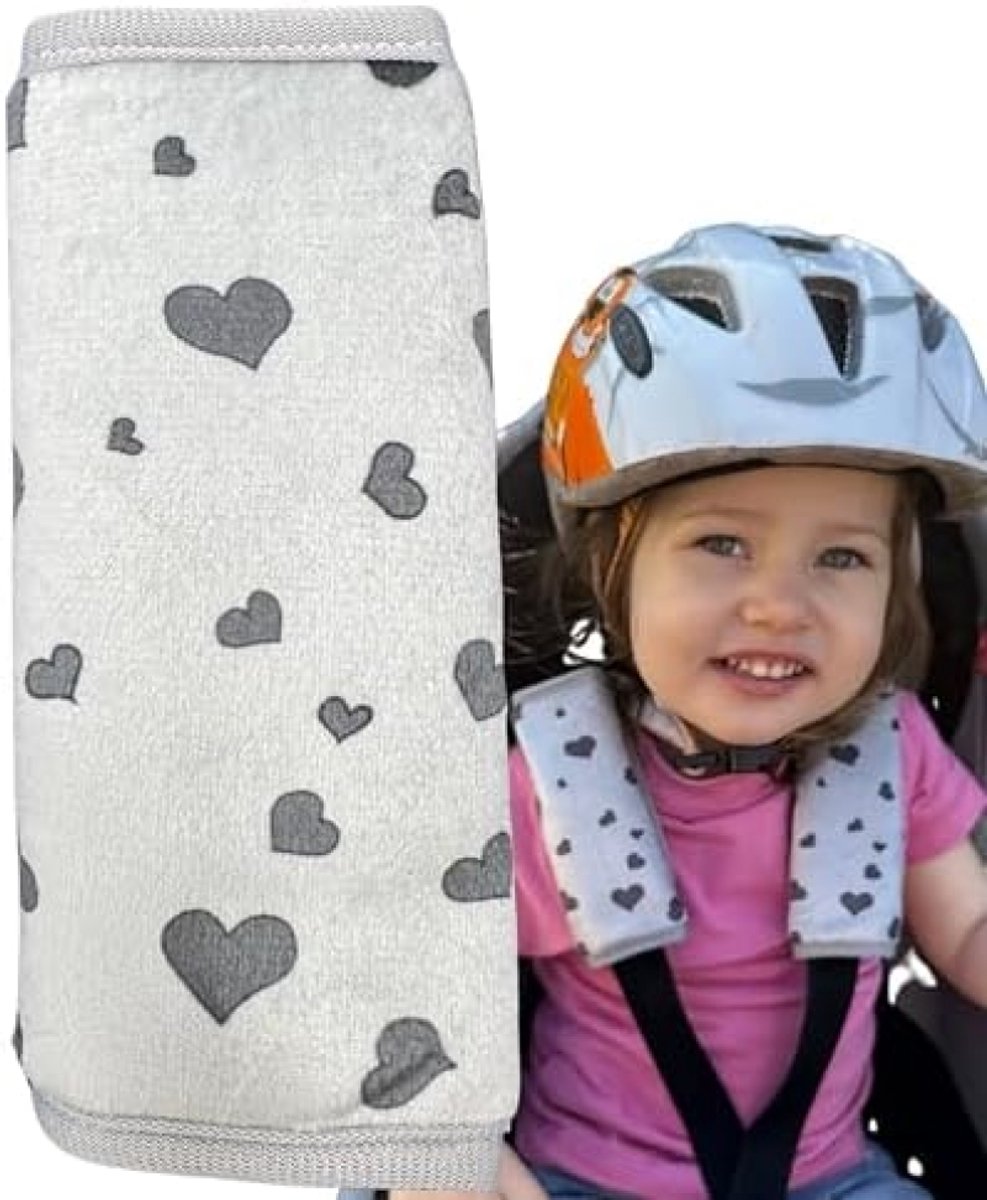 Image of 2x Gordelkussens met Harten – Zachte Beschermers voor Autogordel & Kinderwagen, Schouderpads voor Baby's, Jongens en Meisjes, Leuk Cadeau voor Pasgeborenen