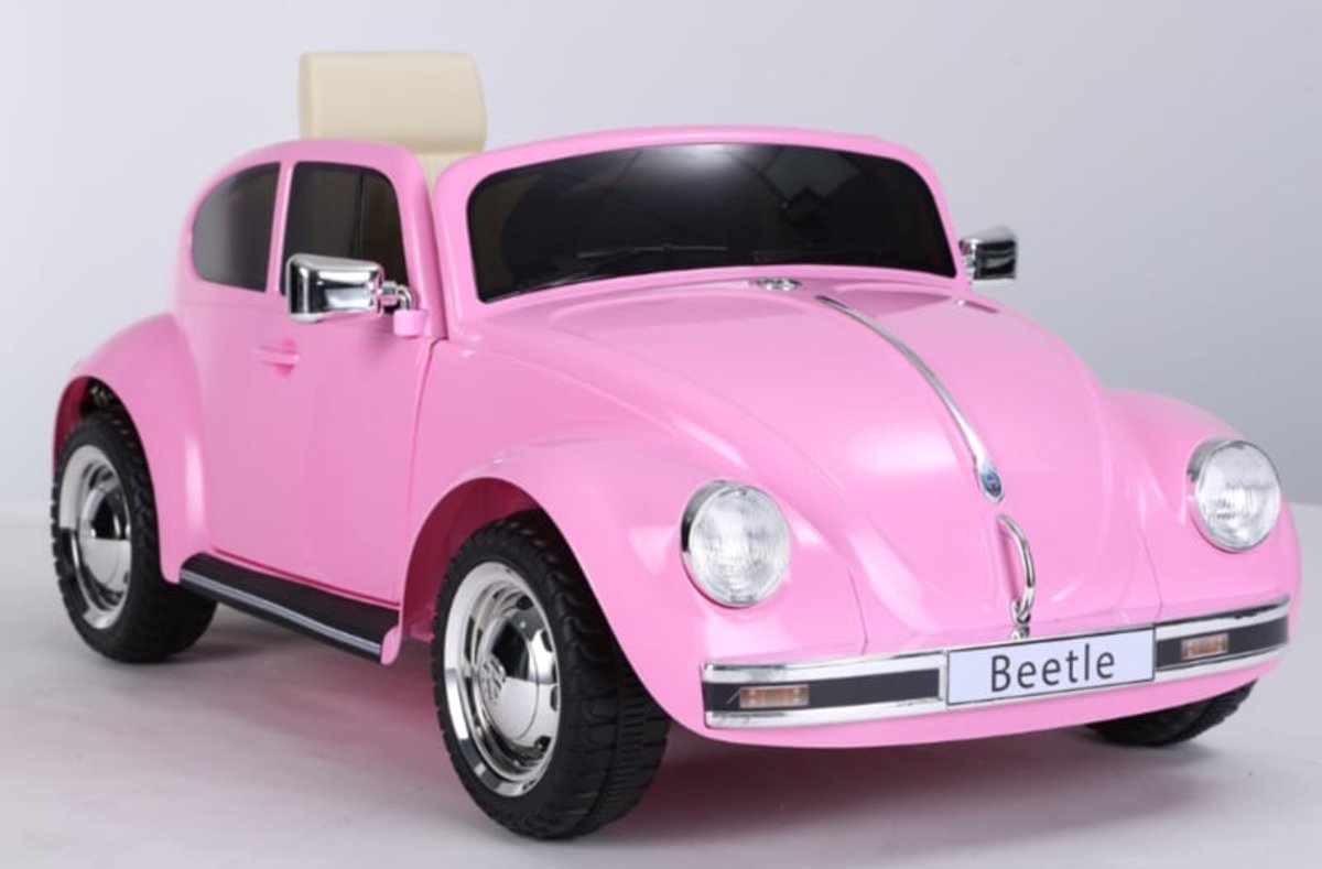 Volkswagen Beetle Roze | 1 persoons - Leder look zitting en incl. softstart | Elektrische kinderauto - Inclusief afstandsbediening - Gratis verzending - KiddoCars