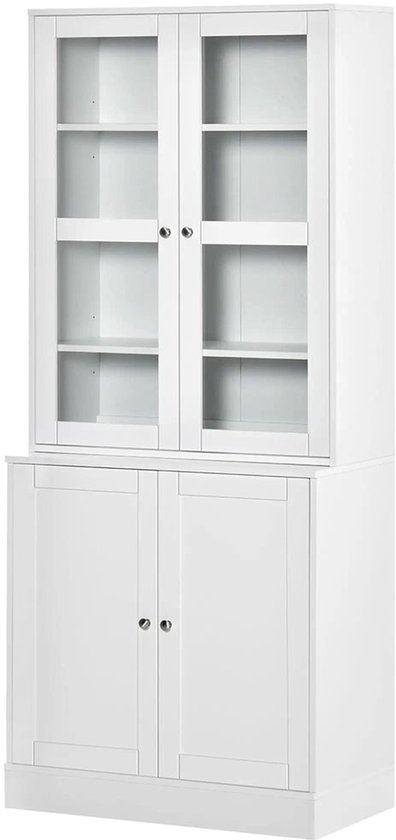 Sweiko Boekenkast - Vitrinekast - Glazen deuren - 76 × 40 × 178.5 cm - Wit