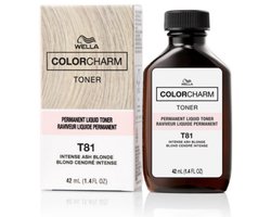 Wella Color Charm Permanent Liquid Toner - T81 - Intense Ash Blonde - Wella toner - Haartoner - Platinum Blonde - Antigeel