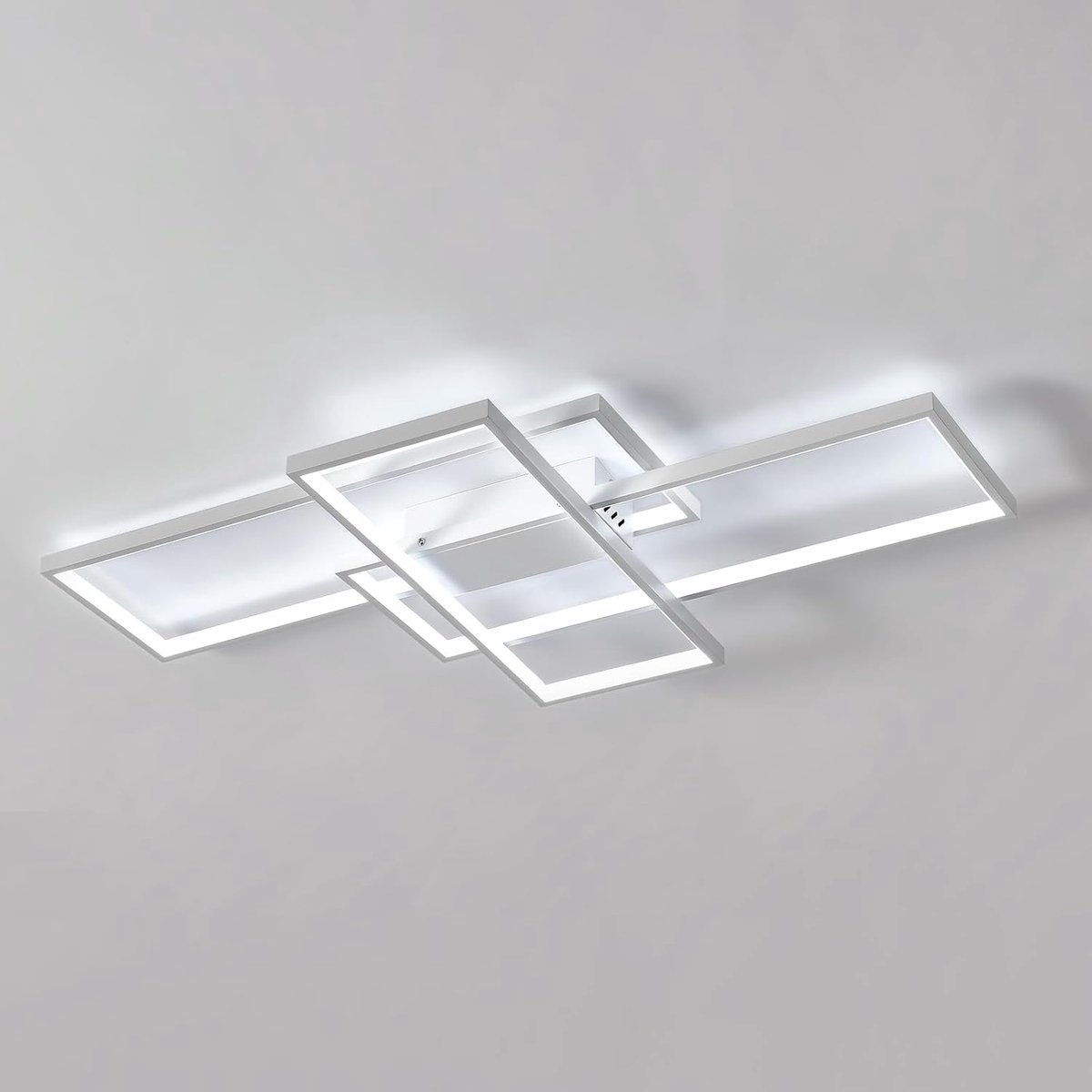 Haobosic - Moderne witte LED plafondlamp 54W, 3 rechthoekige aluminium spots, LED binnenspot voor slaapkamer, 6500K koelwit licht (diameter 90cm)