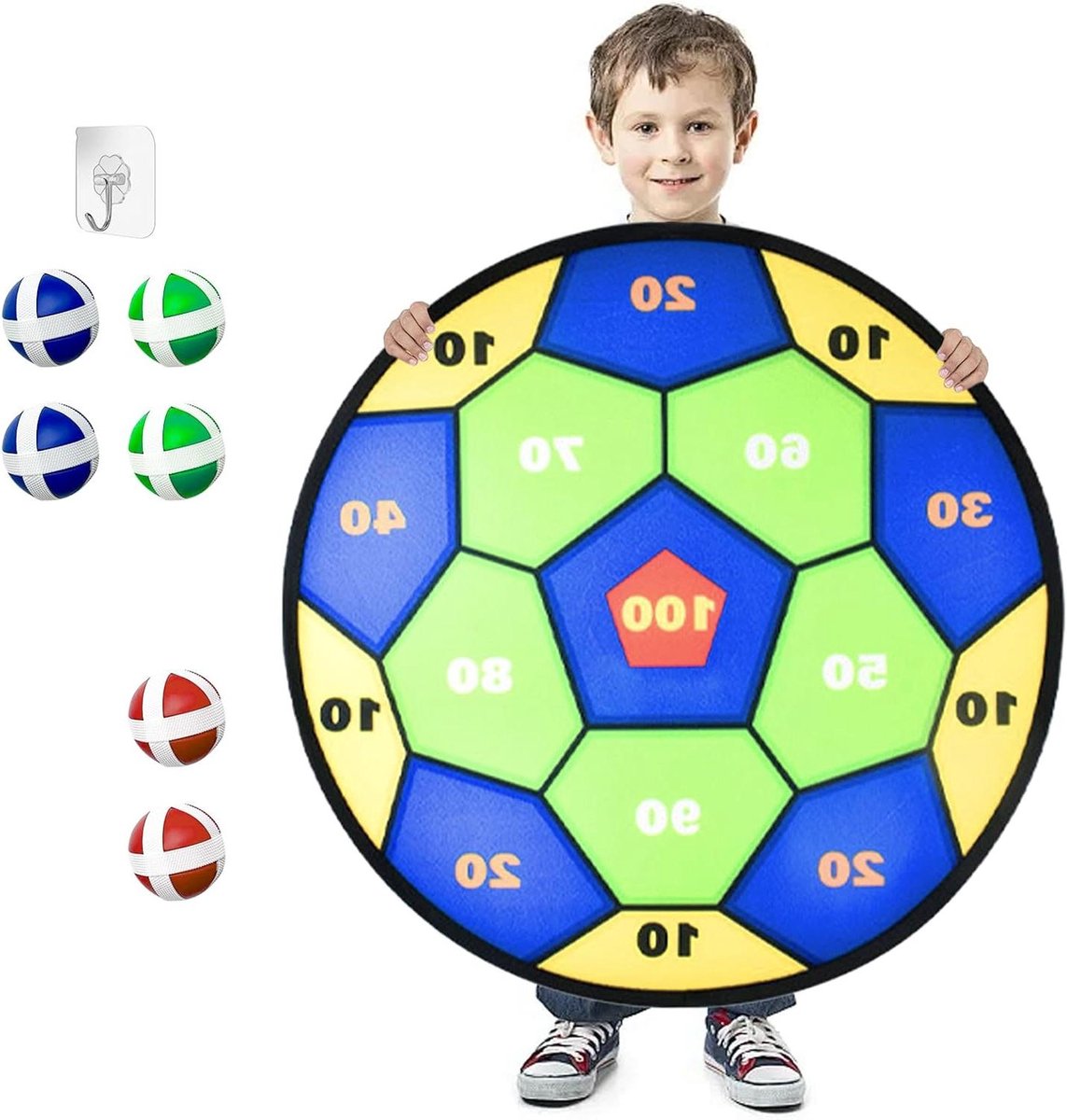 Zeynomax - Opvouwbaar voetbal dartbord voor kinderen met ballen - Buitenspeelgoed voor feestspelletjes - Dartwerpspel